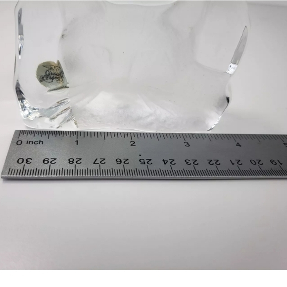 Cristal D'arque Etched Cat Into Block of Clear Crystal Paperweight or Decor - Picture 7 of 7